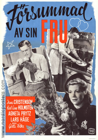 Försummad av sin fru 1947 poster Karl-Arne Holmsten Irma Christenson Agneta Prytz Gösta Folke Eric Rohman art