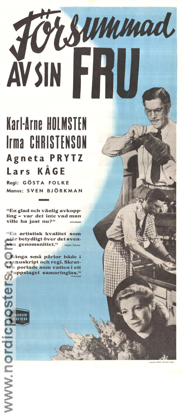 Försummad av sin fru 1947 movie poster Karl-Arne Holmsten Irma Christenson Agneta Prytz Gösta Folke