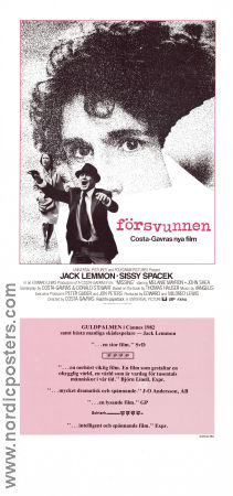 Missing 1982 movie poster Jack Lemmon Sissy Spacek Melanie Mayron Costa-Gavras