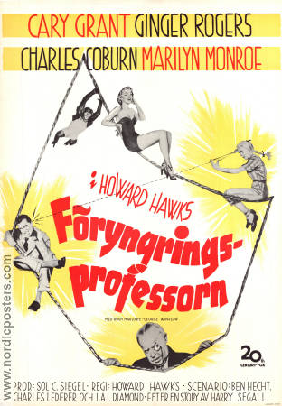 Monkey Business 1952 movie poster Marilyn Monroe Cary Grant Ginger Rogers Charles Coburn Howard Hawks