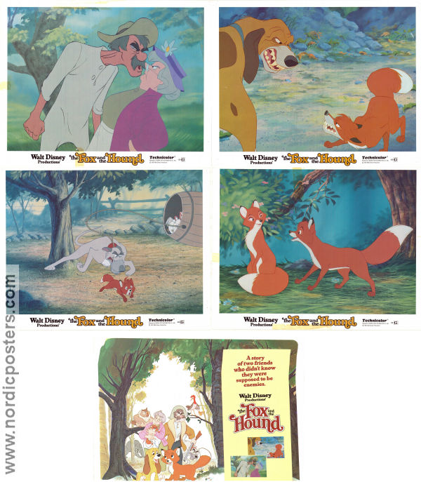 The Fox and the Hound 1981 lobby card set Mickey Rooney Ted Berman Animation Dogs