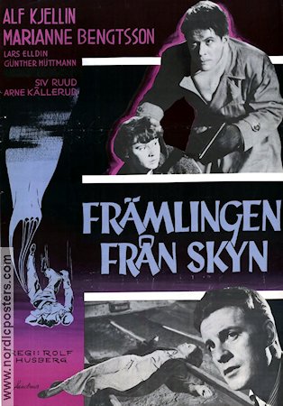 Främlingen från skyn 1956 movie poster Alf Kjellin Marianne Bengtsson Lars Elldin Rolf Husberg Sky diving