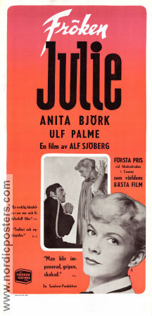 Miss Julie 1951 movie poster Anita Björk Ulf Palme Märta Dorff Alf Sjöberg Writer: August Strindberg Production: Sandrews