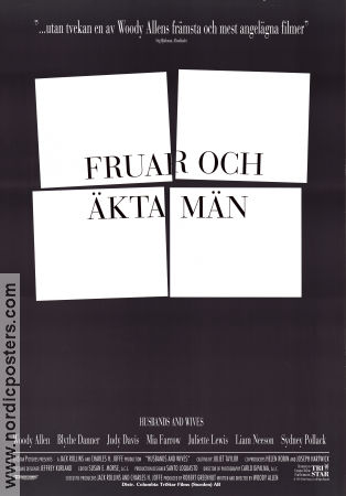 Fruar och äkta män 1992 poster Mia Farrow Sydney Pollack Judy Davis Juliette Lewis Woody Allen