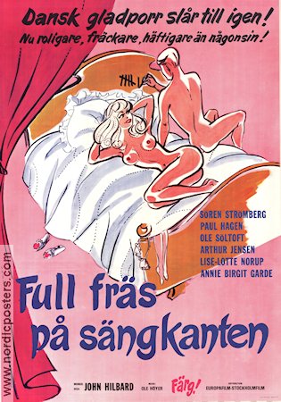 Full fräs på sängkanten 1975 movie poster John Hilbard Denmark