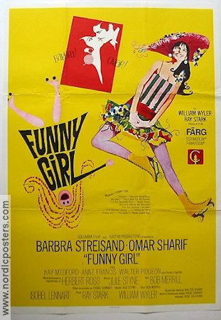 Funny Girl 1969 movie poster Barbra Streisand Omar Sharif Musicals