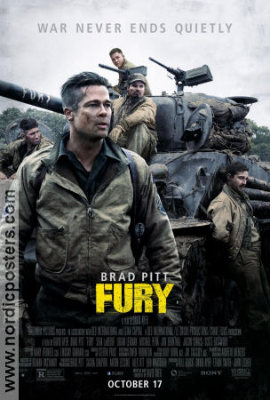Fury 2014 movie poster Brad Pitt Shia LaBeouf Logan Lerman David Ayer War