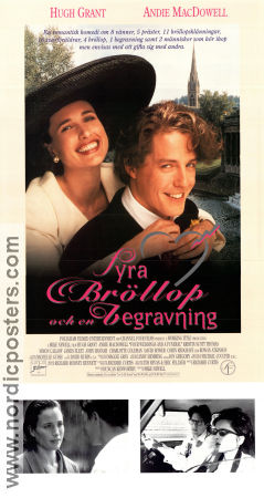 Fyra bröllop och en begravning 1993 poster Hugh Grant Andie MacDowell James Fleet Mike Newell Romantik