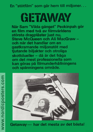 The Getaway 1972 poster Steve McQueen Sam Peckinpah