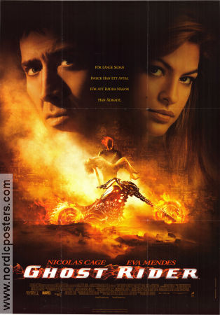 Ghost Rider 2007 movie poster Nicolas Cage Eva Mendes Sam Elliott Mark Steven Johnson Motorcycles From comics