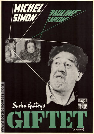 Giftet 1951 poster Michel Simon Pauline Carton Jean Debucourt Jacques Varennes Sacha Guitry