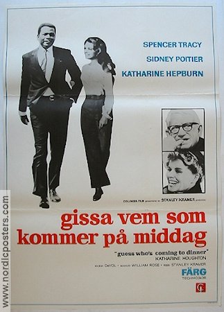Guess Who´s Coming to Dinner 1967 movie poster Spencer Tracy Sidney Poitier Katharine Hepburn Katharine Houghton Stanley Kramer
