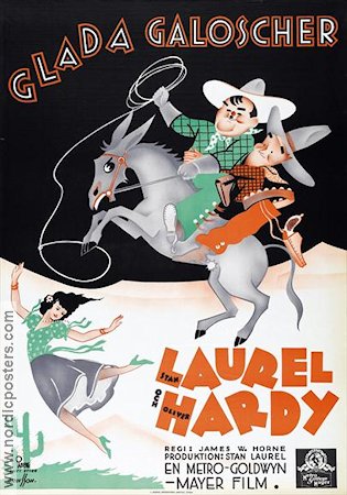 Way Out West 1937 movie poster Laurel and Hardy Helan och Halvan Stan Laurel Oliver Hardy Sharon Lynn James W Horne