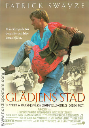 Glädjens stad 1992 poster Patrick Swayze Pauline Collins Om Puri Roland Joffé Gäng