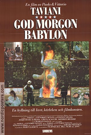 God morgon Babylon 1987 poster Vincent Spano Joaquim de Almeida Greta Scacchi Paolo Taviani