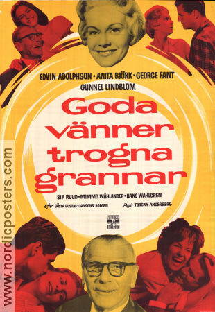 Goda vänner trogna grannar 1960 movie poster Edvin Adolphson Anita Björk George Fant Gunnel Lindblom Torgny Anderberg