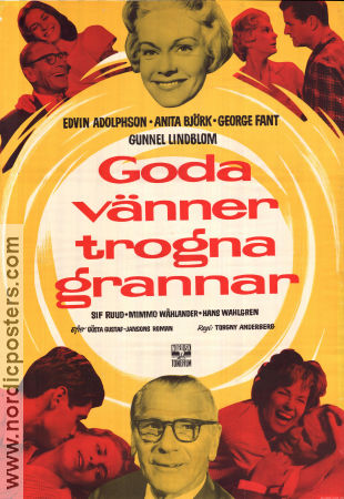 Goda vänner trogna grannar 1960 movie poster Edvin Adolphson Anita Björk George Fant Gunnel Lindblom Hans Wahlgren Torgny Anderberg