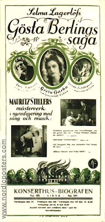 The Atonement of Gosta Berling 1924 movie poster Greta Garbo Lars Hanson Mauritz Stiller Writer: Selma Lagerlöf