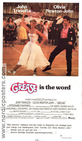 Grease 1978 movie poster John Travolta Olivia Newton-John Stockard Channing Randal Kleiser School Dance Musicals