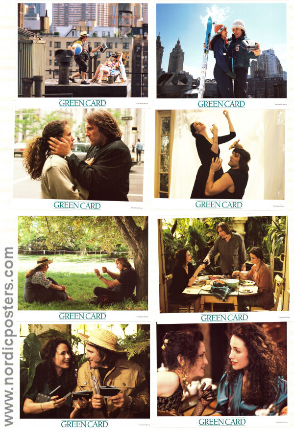 Green Card 1990 lobby card set Gerard Depardieu Andie MacDowell Bebe Neuwirth Peter Weir Romance