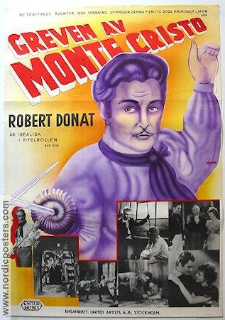 The Count of Monte Christo 1934 movie poster Robert Donat Writer: Alexander Dumas