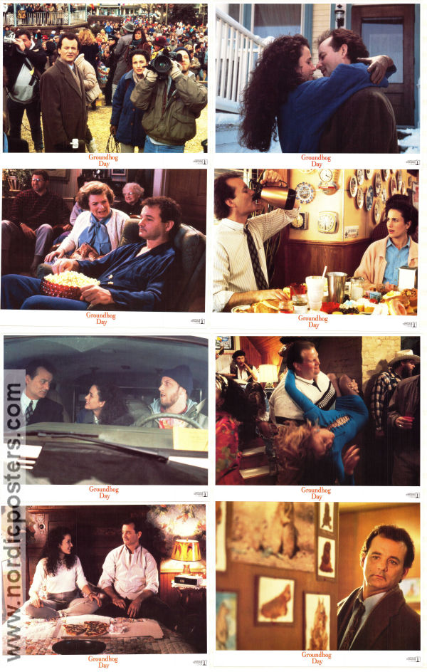 Groundhog Day 1993 lobby card set Bill Murray Andie MacDowell Chris Elliott Harold Ramis