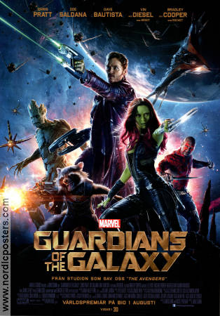 Guardians of the Galaxy 2014 movie poster Chris Pratt Vin Diesel Bradley Cooper James Gunn Find more: Marvel