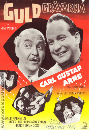 Guldgrävarna 1959 movie poster Carl-Gustaf Lindstedt Arne Källerud Bengt Järrel Music: Ulf Peder Olrog Writer: Rune Moberg