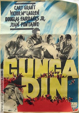 Gunga Din 1939 movie poster Cary Grant Joan Fontaine Victor McLaglen George Stevens