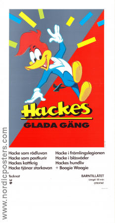 Hackes glada gäng 1984 movie poster Hacke Hackspett Woody Woodpecker Walter Lantz Animation From comics