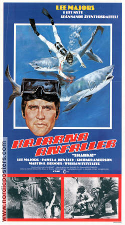 The Six Million Dollar Man Sharks 1977 movie poster Lee Majors Richard Anderson Martin E Brooks Pamela Hensley Alan J Levi Fish and shark From TV