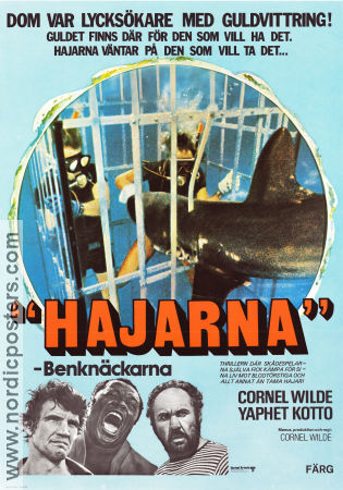 Hajarna benknäckarna 1975 poster Yaphet Kotto John Neilson Cornel Wilde Fiskar och hajar