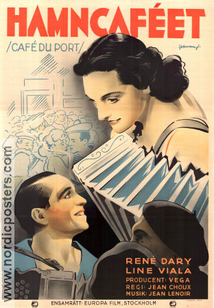 Le café du port 1940 movie poster René Dary Line Viala Raymond Aimos Jean Choux Instruments Eric Rohman art