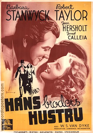 His Brother´s Wife 1936 movie poster Barbara Stanwyck Robert Taylor WS Van Dyke