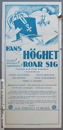 Hans höghet roar sig 1932 movie poster Georg Alexander