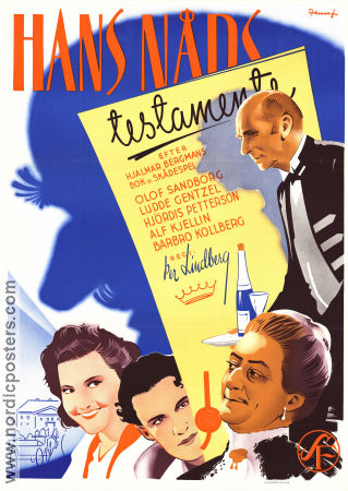 Hans nåds testamente 1940 movie poster Olof Sandborg Barbro Kollberg Hjördis Petterson Ludde Gentzel Per Lindberg Eric Rohman art