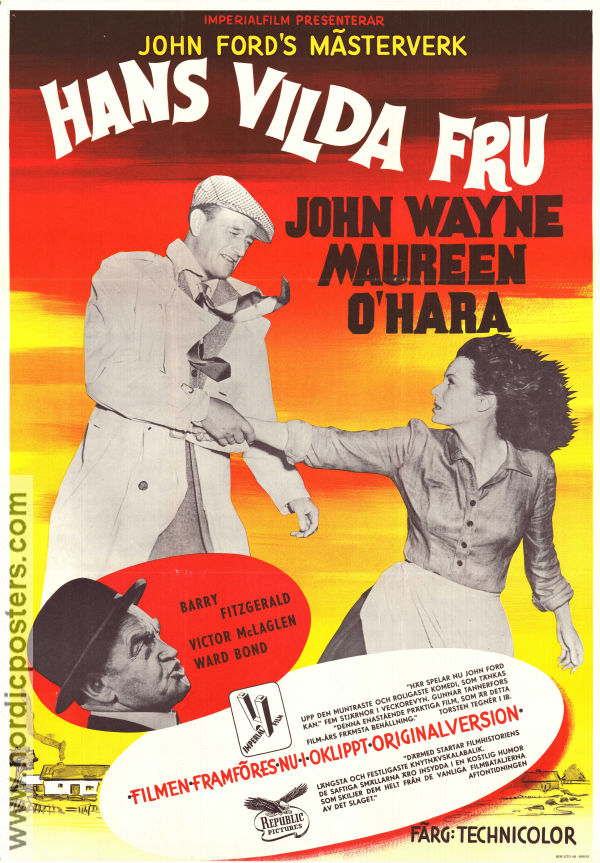 Hans vilda fru 1952 poster John Wayne Maureen O´Hara Barry Fitzgerald John Ford