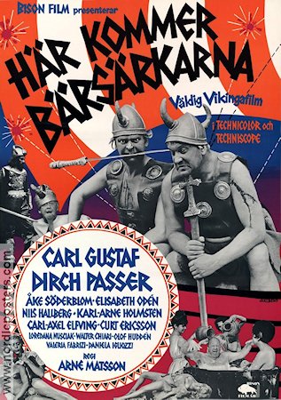 Här kommer bärsärkarna 1964 movie poster Carl-Gustaf Lindstedt Dirch Passer Arne Mattsson Find more: Vikings