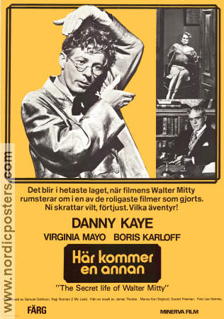 The Secret Life of Walter Mitty 1947 movie poster Danny Kaye Virginia Mayo Boris Karloff Norman Z McLeod