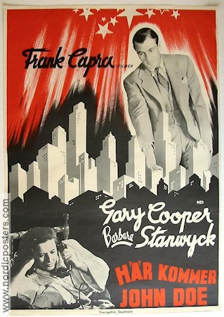 Meet John Doe 1941 movie poster Gary Cooper Barbara Stanwyck Frank Capra Telephones