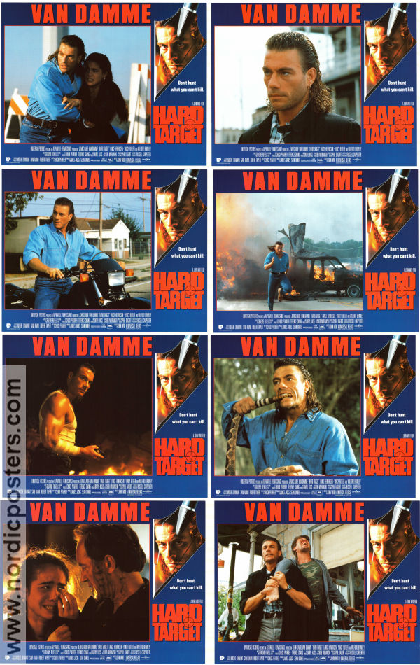 Hard Target 1993 lobby card set Jean-Claude Van Damme Lance Henriksen Yancy Butler John Woo Martial arts