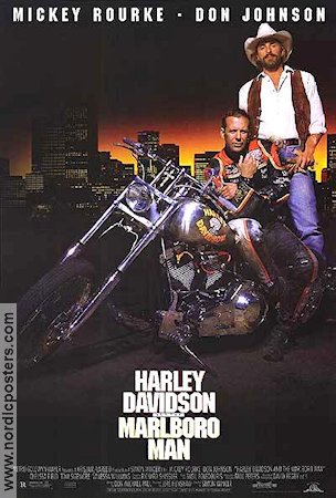 Harley Davidson and the Marlboro Man 1991 movie poster Mickey Rourke Don Johnson Motorcycles