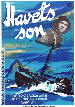 Havets son 1949 movie poster Per Oscarsson Dagny Lind John Elfström Rolf Husberg Mountains Ships and navy