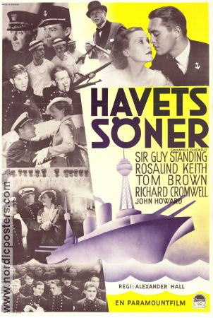 Havets söner 1935 poster Guy Standing Rosalind Keith Tom Brown Alexander Hall Skepp och båtar Art Deco