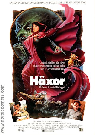 Häxor 1990 poster Anjelica Huston Mai Zetterling Jim Henson Text: Roald Dahl