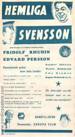 Hemliga Svensson 1933 poster Fridolf Rhudin Schamyl Bauman