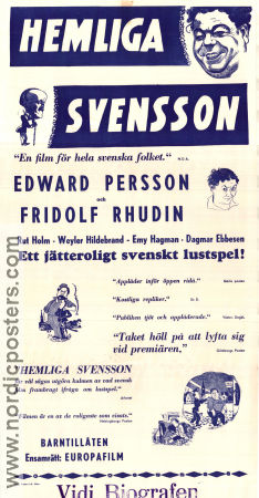 Hemliga Svensson 1933 movie poster Fridolf Rhudin Edvard Persson Weyler Hildebrand Schamyl Bauman