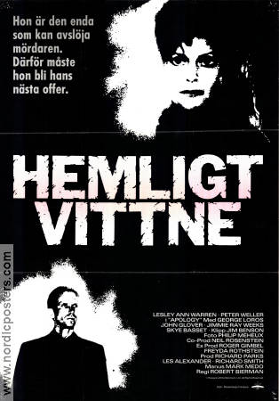 Hemligt vittne 1986 poster Lesley Ann Warren Peter Weller Robert Bierman