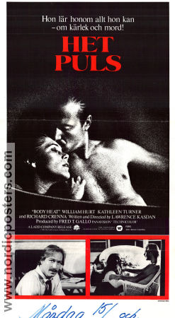 Body Heat 1981 movie poster William Hurt Kathleen Turner Richard Crenna Lawrence Kasdan