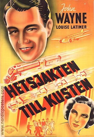 California Straight Ahead 1937 movie poster John Wayne Louise Latimer Trains Planes Eric Rohman art